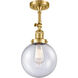 Franklin Restoration Large Beacon LED 8 inch Satin Gold Sconce Wall Light in Seedy Glass, Franklin Restoration