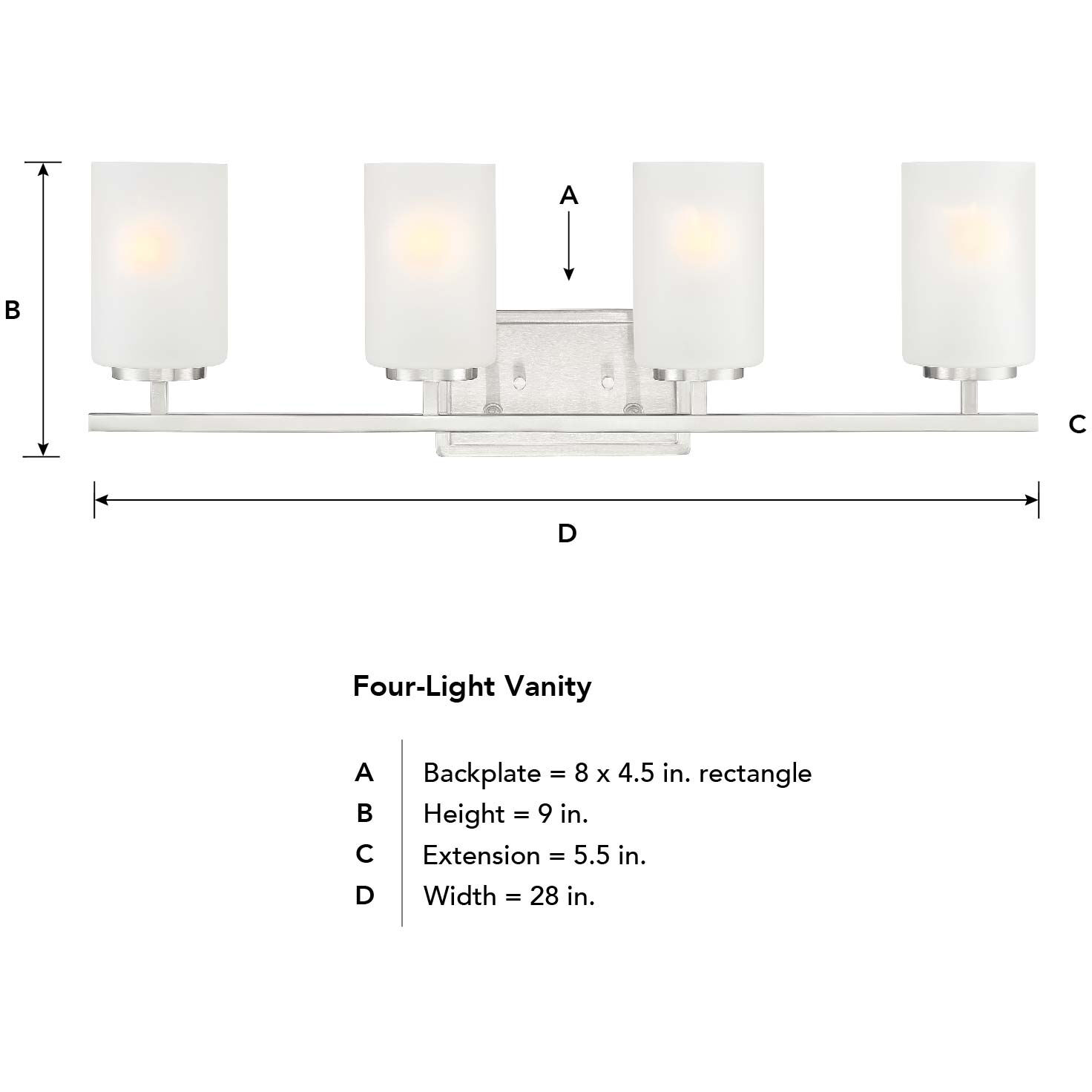 Carmine 4 Light 28 inch Brushed Nickel Vanity Light Wall Light