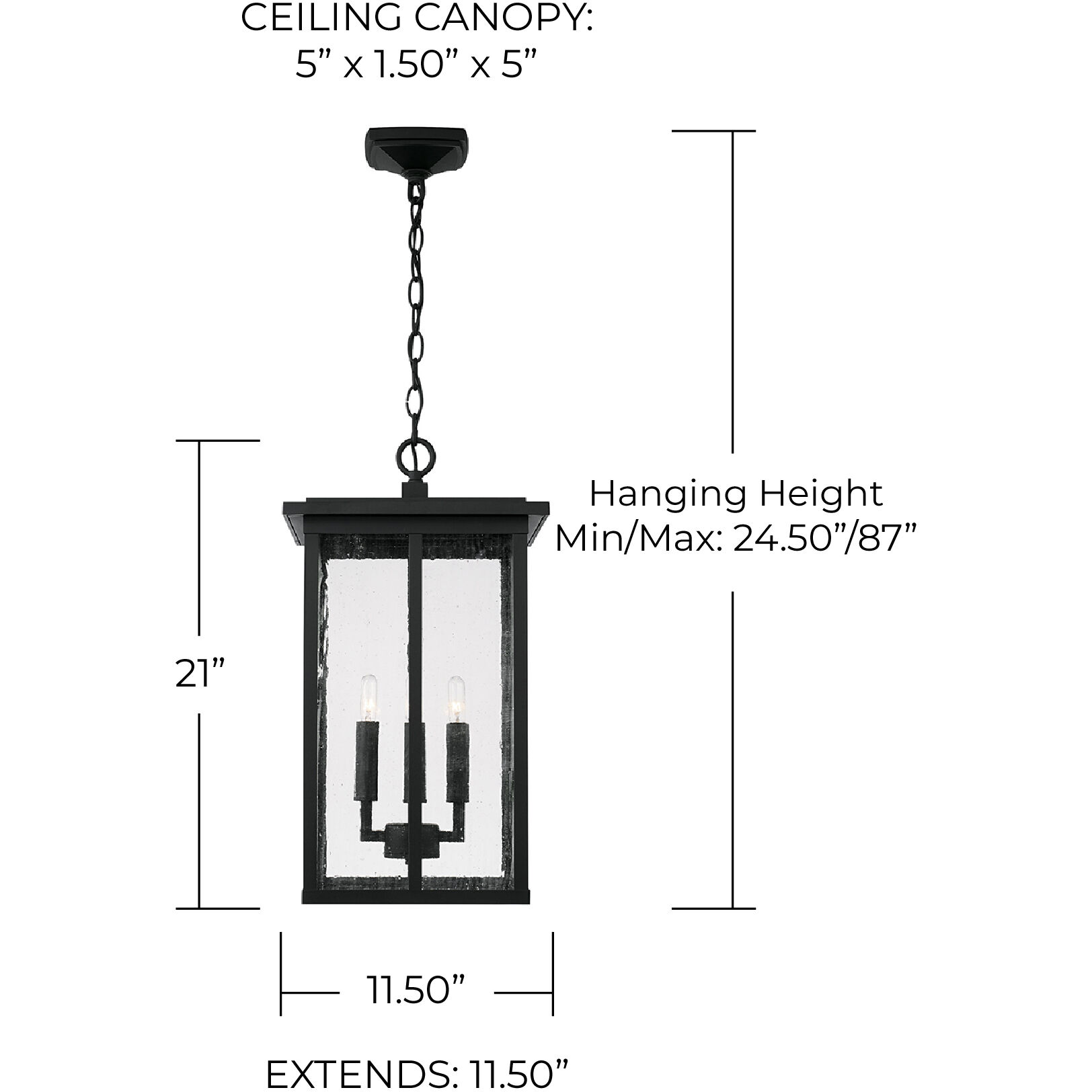 Barrett 4 Light 11.5 inch Black Outdoor Hanging Lantern