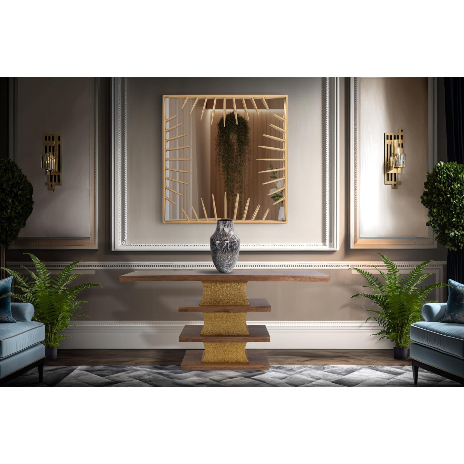 Robin Baron 60 inch Natural and Gold Console Table