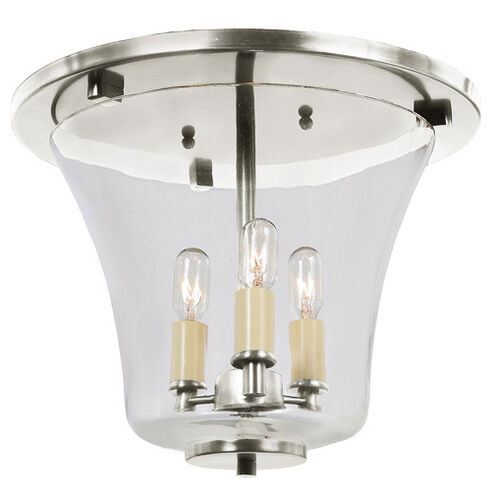 Greenwich 3 Light 12.25 inch Pewter Flush Mount Ceiling Light in Satin Nickel