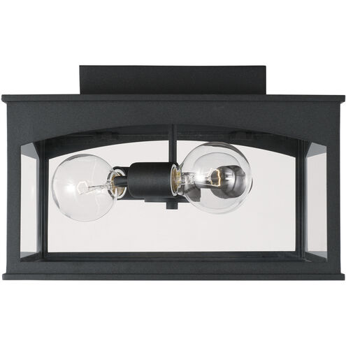 Burton 3 Light 14 inch Black Outdoor Flush Mount