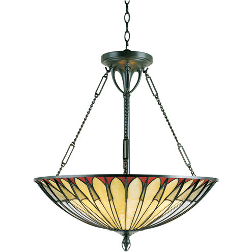 Tiffany 4 Light 22 inch Vintage Bronze Pendant Ceiling Light, Naturals