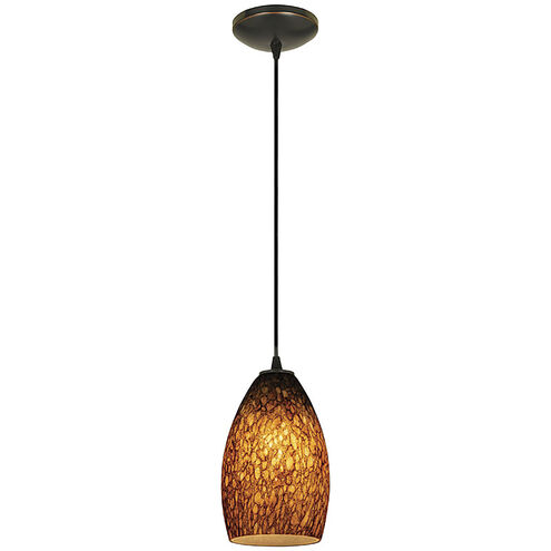 Champagne 1 Light 5 inch Oil Rubbed Bronze Pendant Ceiling Light in Brown Stone