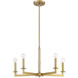 Transitional 5 Light 23 inch Natural Brass Chandelier Ceiling Light