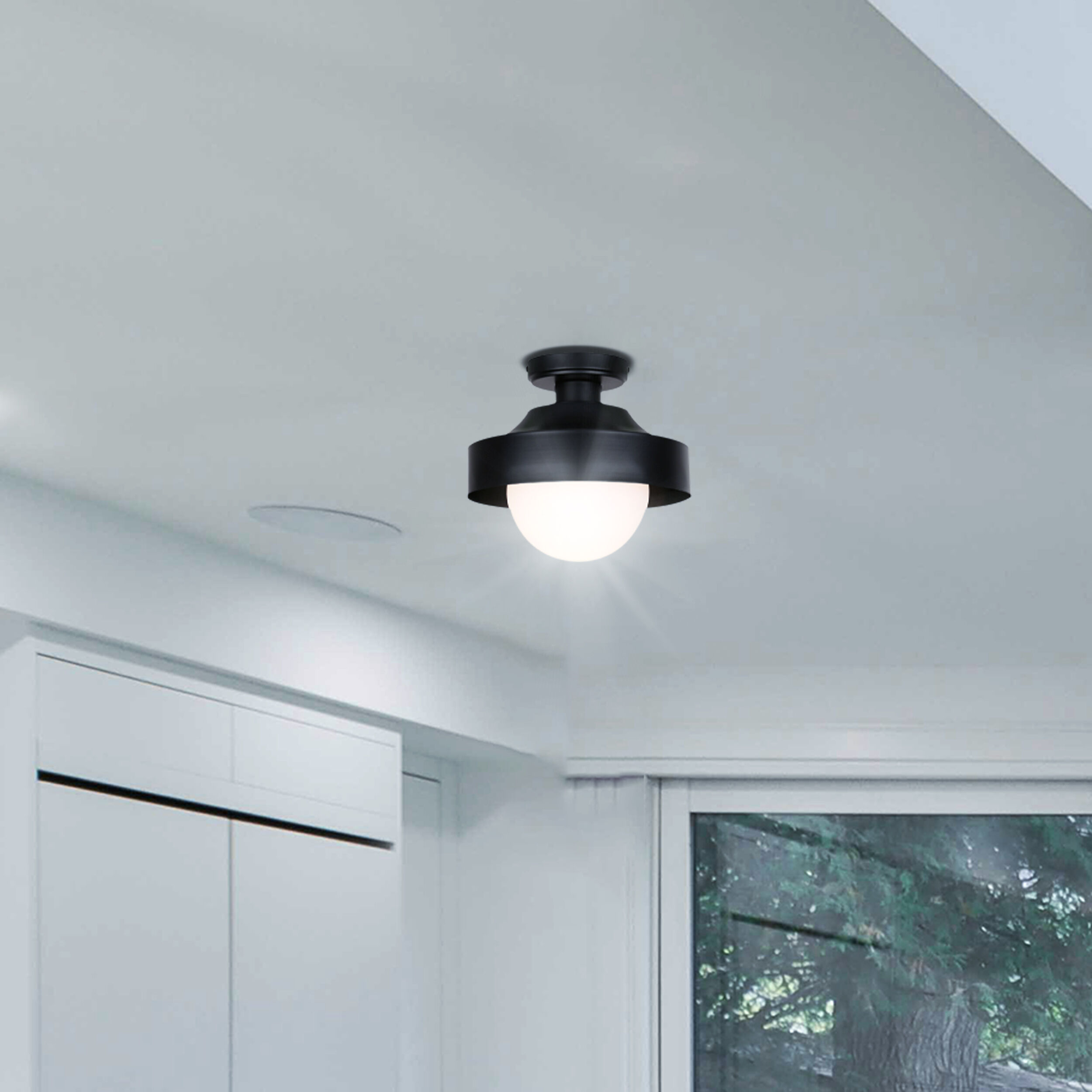 Baylor 1 Light 11 inch Black Outdoor Ceiling Lantern