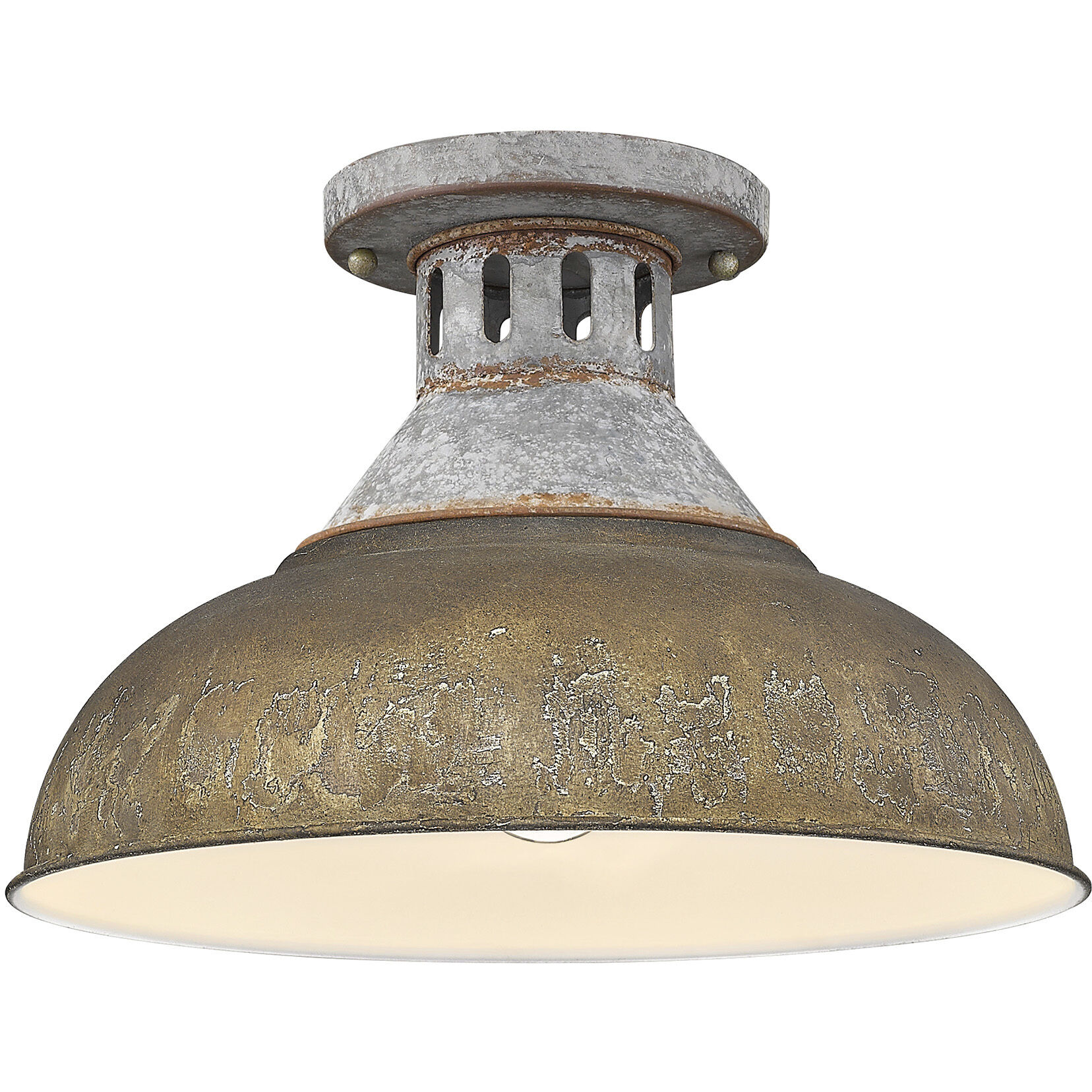 Kinsley 1 Light 14 inch Aged Galvanized Steel Semi-Flush Mount Ceiling Light in Antique Rust