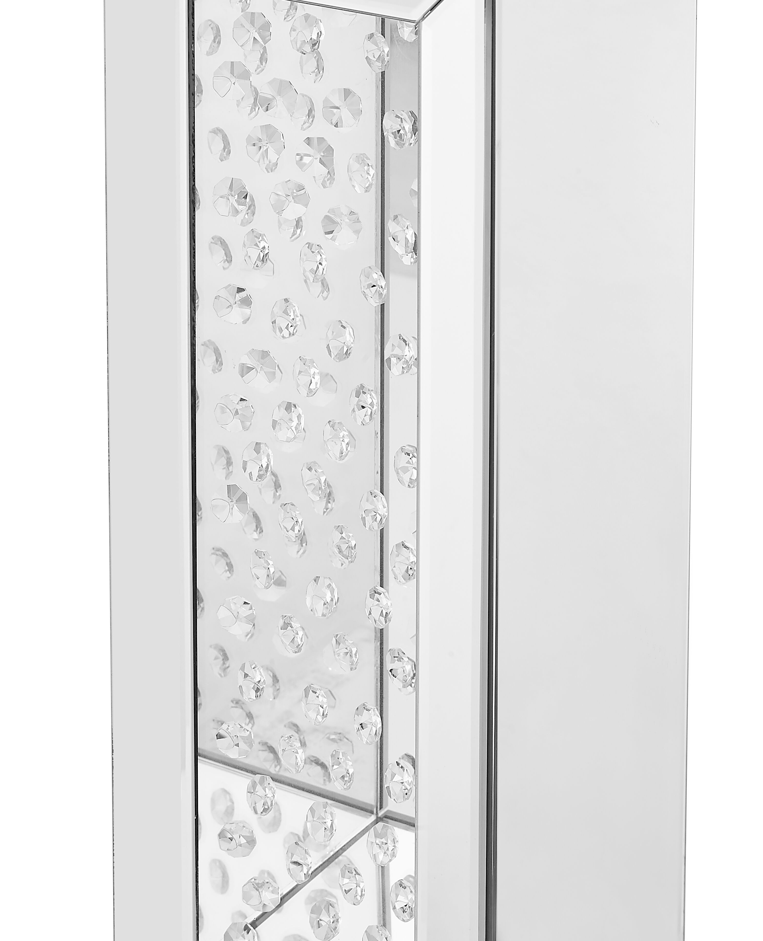 Modern 24 X 12 inch Clear Mirror and Crystal End Table 