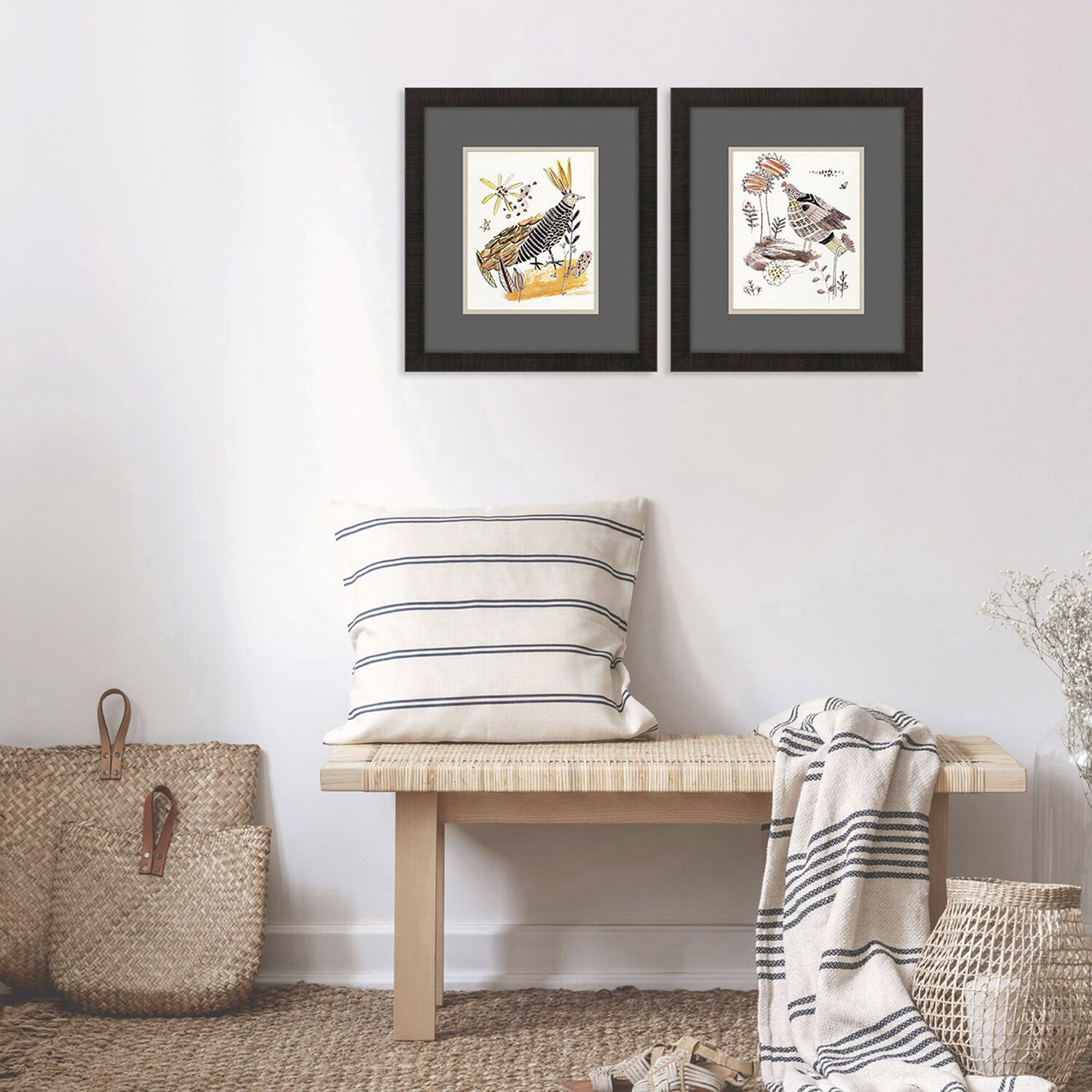 Glowing Garden Orange and Yellow and Pink and Gray Framed Art, Propac