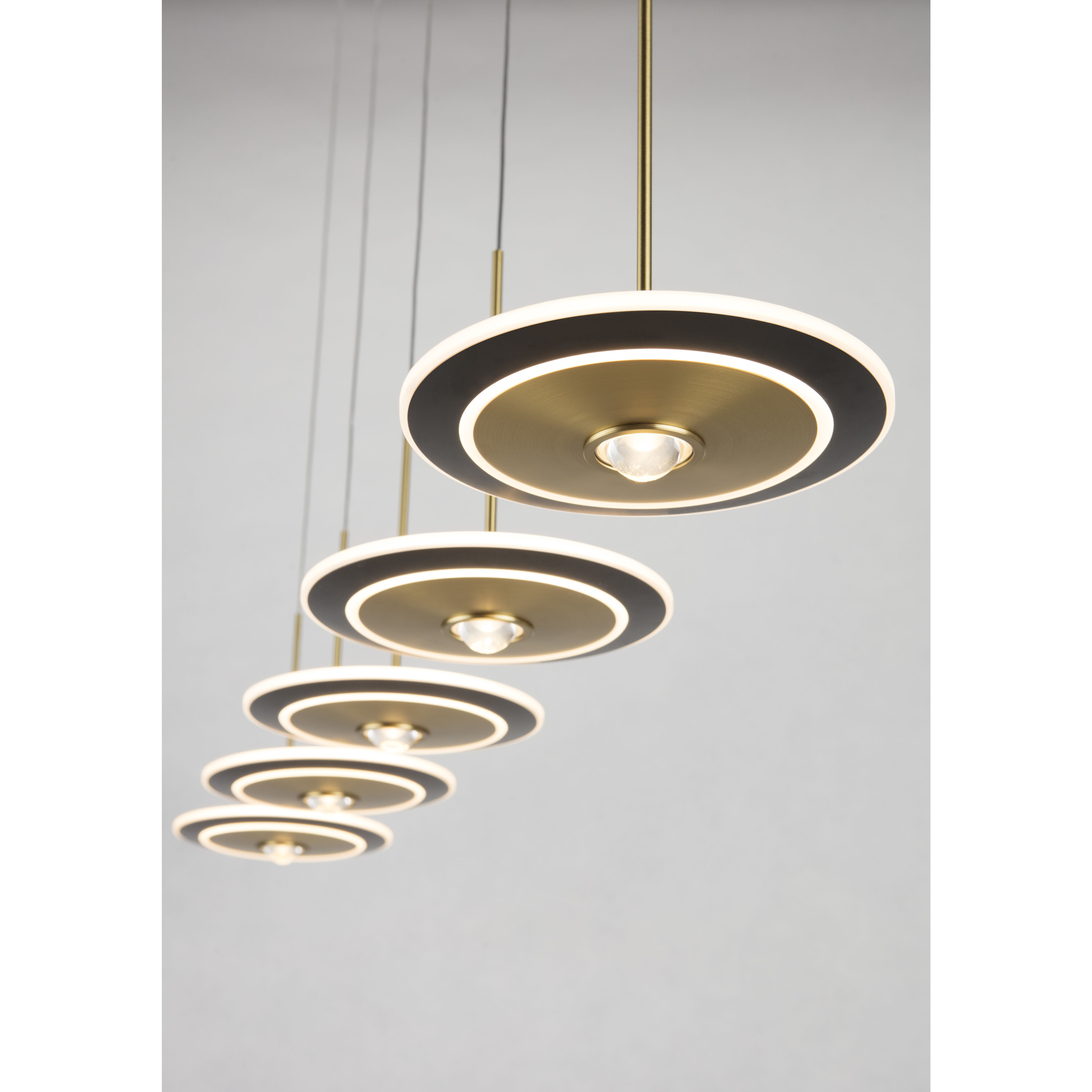 Uranas LED 7.9 inch Satin Dark Gray and Antique Brass Multi-Pendant Ceiling Light