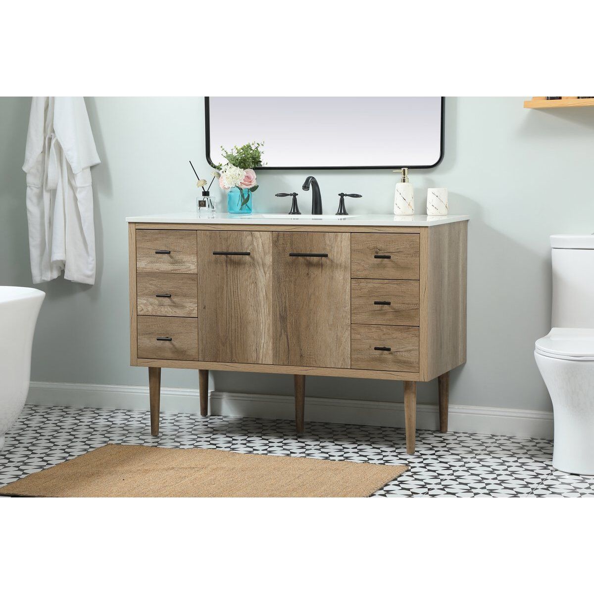 Cyrus 48 X 22 X 34 inch Natural Oak Vanity Sink Set