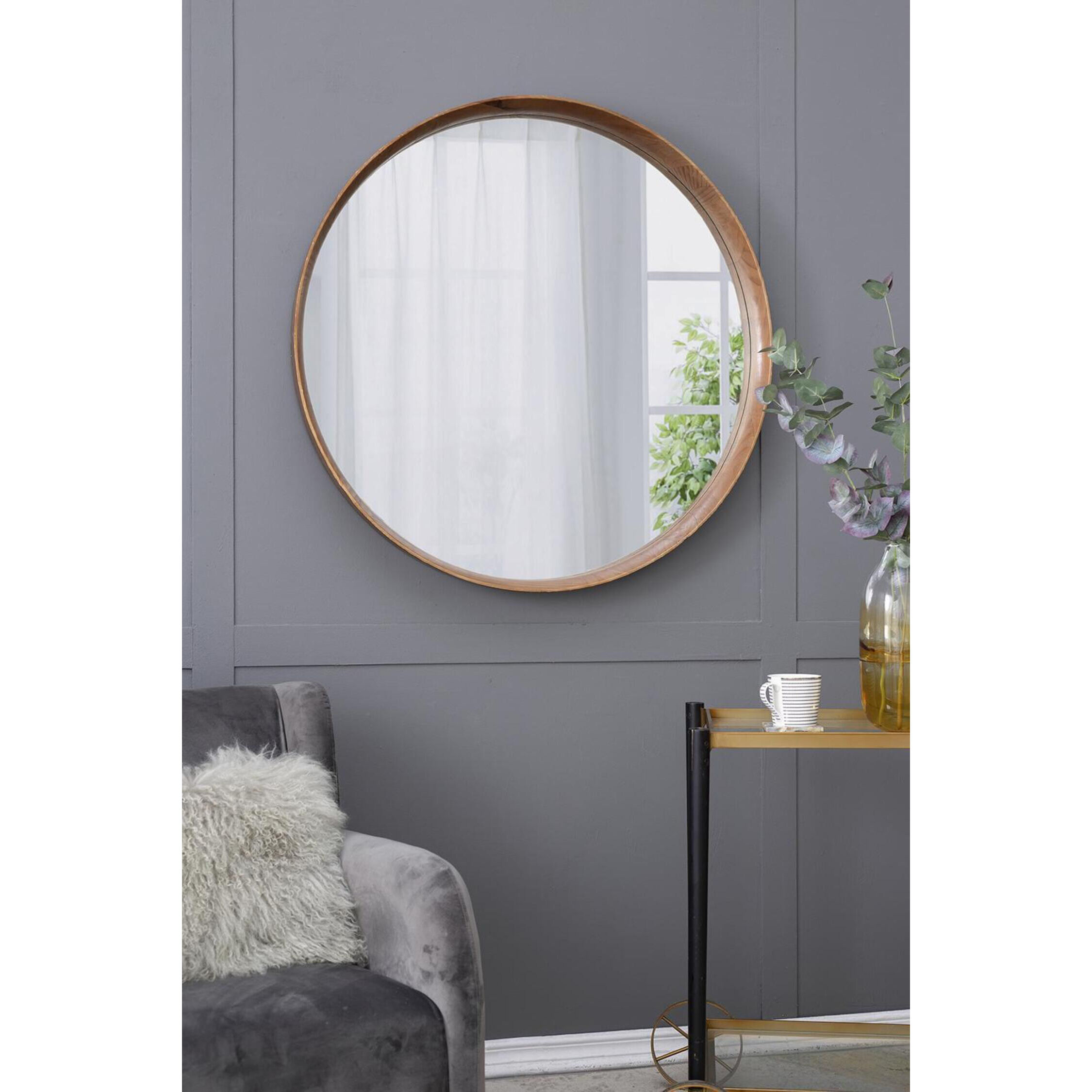 Wayne 39.4 X 39.4 inch Brown Wall Mirror