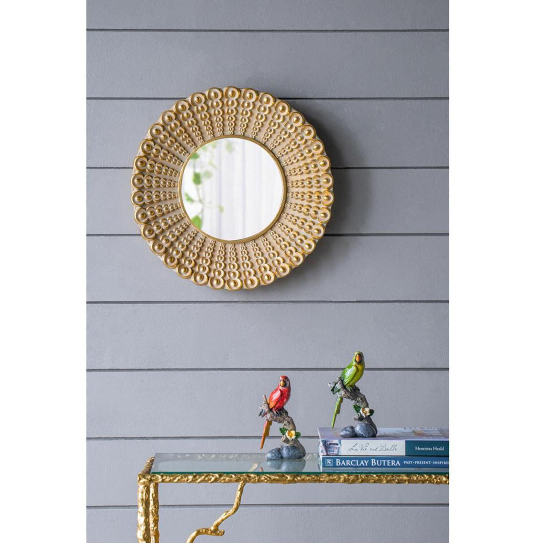 Aubrey 14 X 14 inch Distressed Gold Wall Mirror