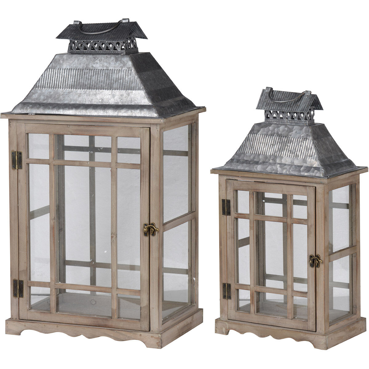 Classic Scape 14.2 inch Zinc and Brown Outdoor Lantern, Set of 2