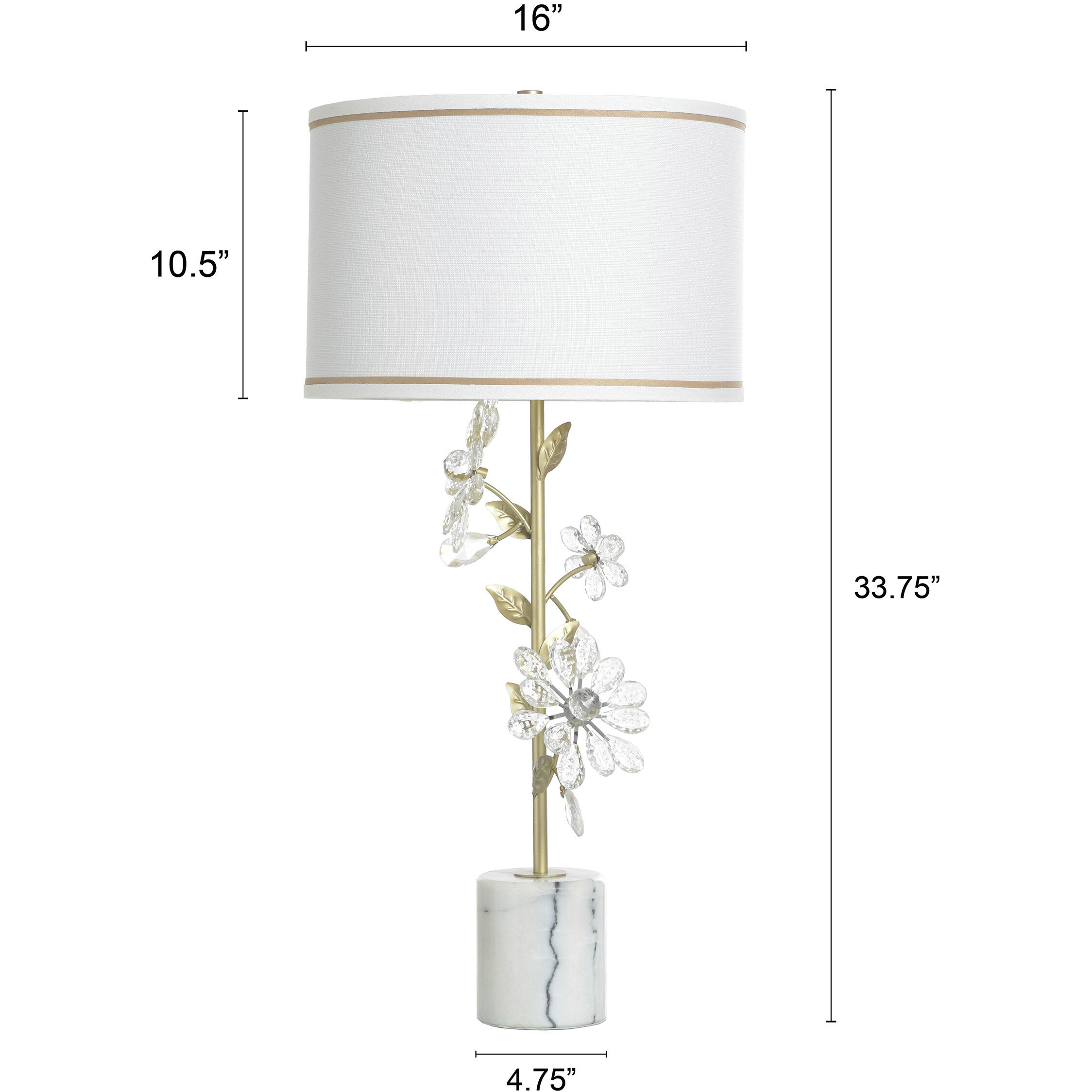 Cameron 34 inch 100.00 watt Clear and Marble and Gold Table Lamp Portable Light