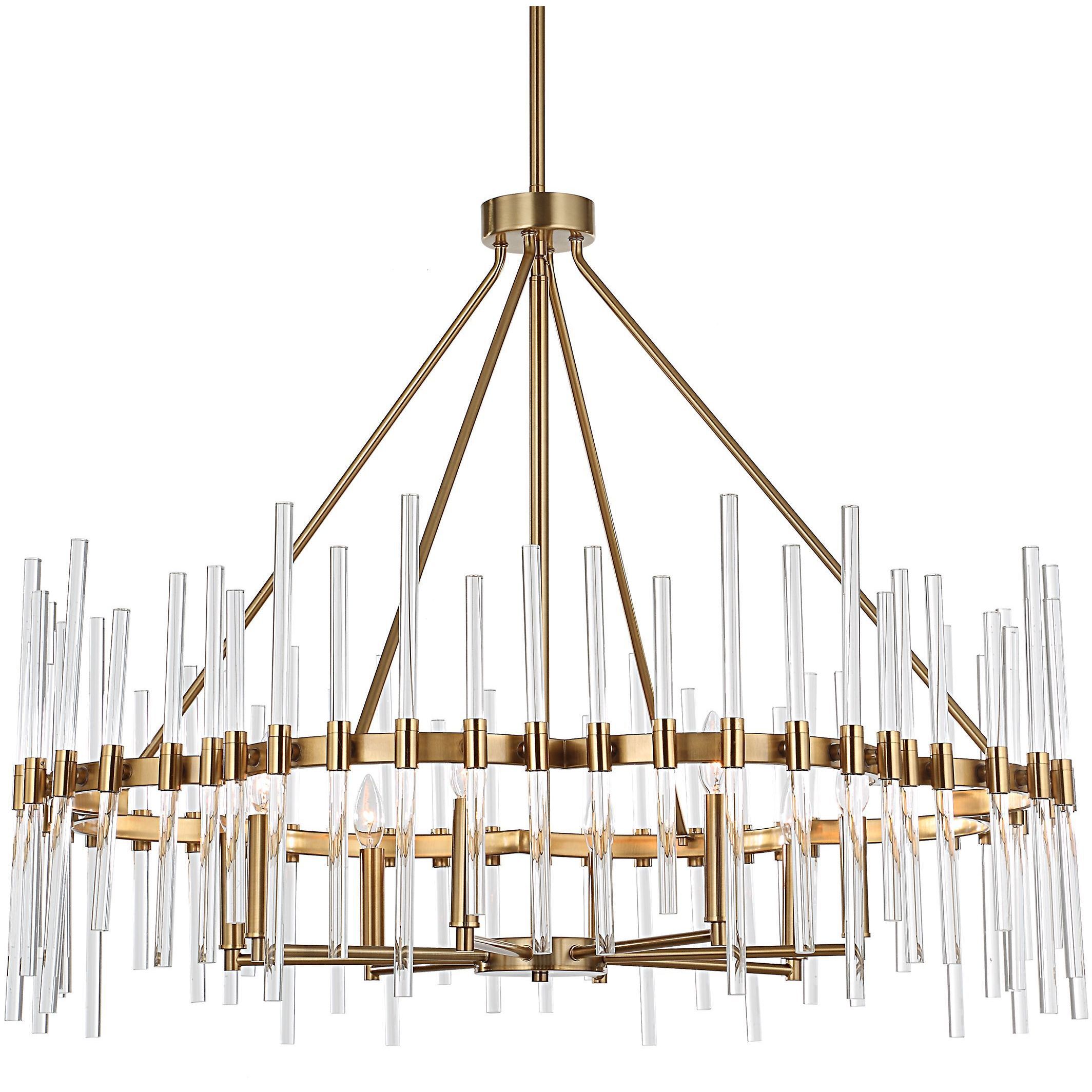 Crystal 8 Light 38.75 inch Warm Brass Chandelier Ceiling Light
