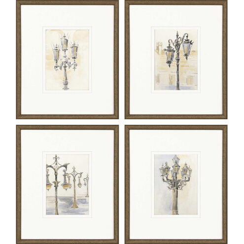 Gates / Light Posts Neutral and Beige and Yellow and Gray Framed Art
