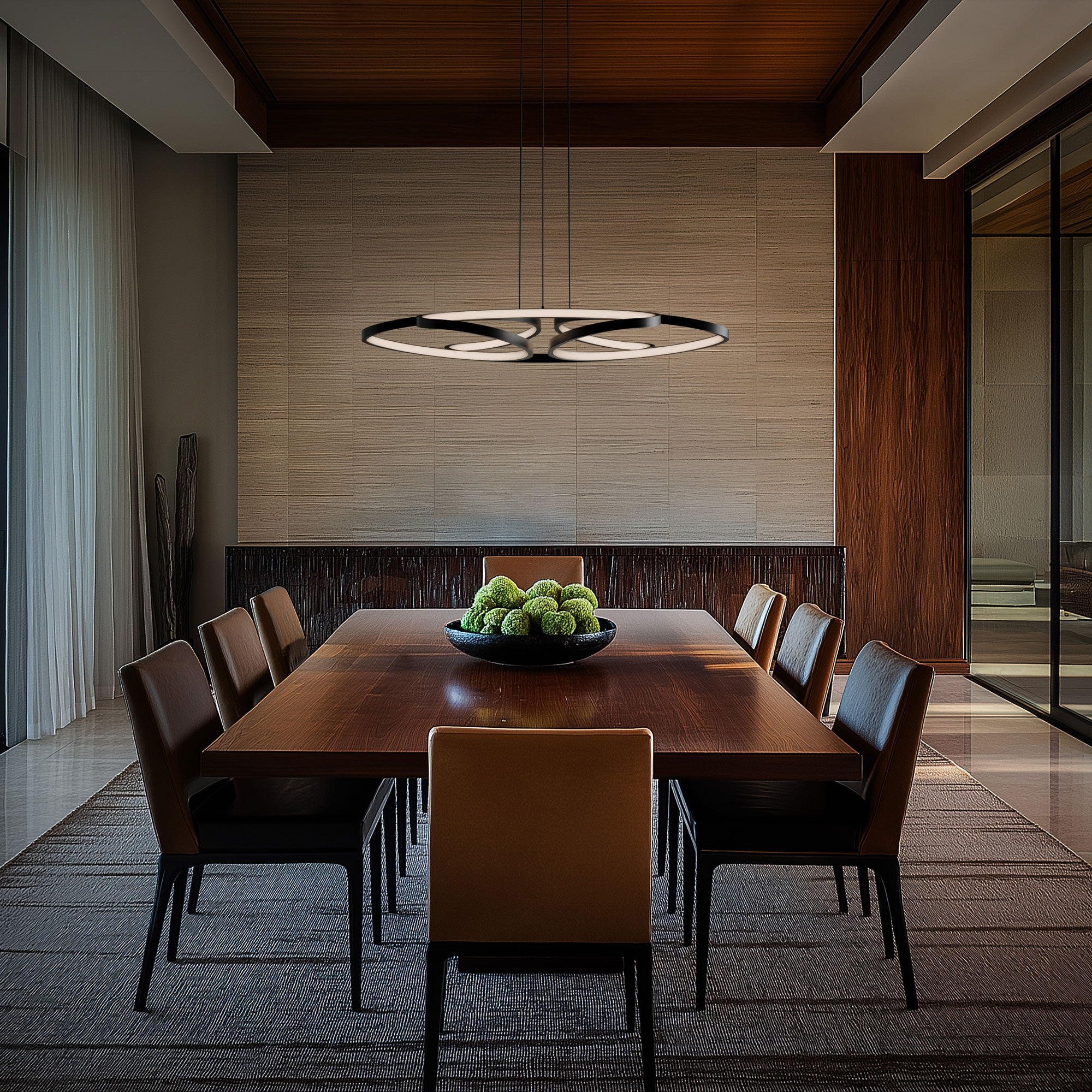 Klover LED 32 inch Black Pendant Ceiling Light in 2700K, dweLED