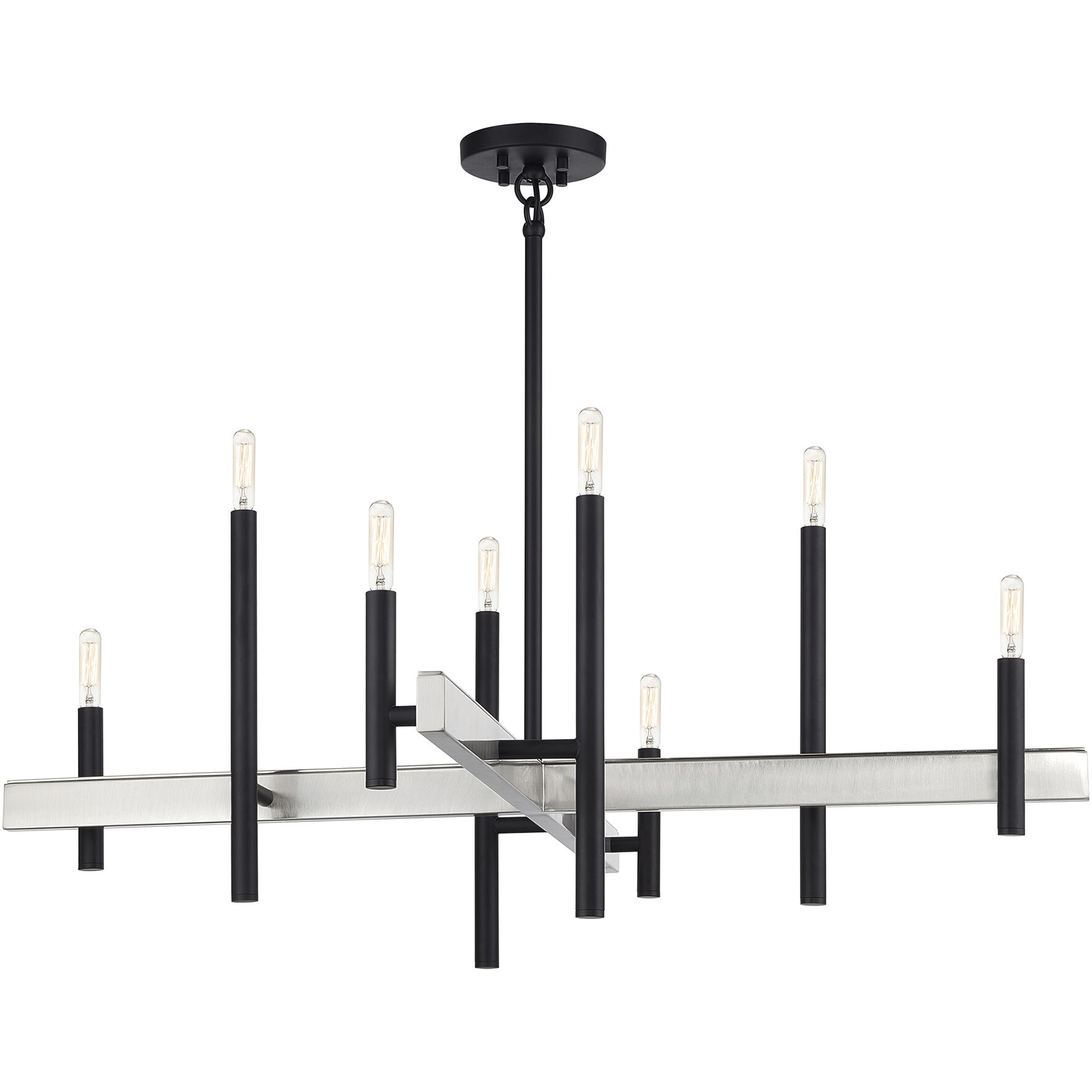 Denmark 8 Light 36 inch Black with Brushed Nickel Accents Chandelier Ceiling Light