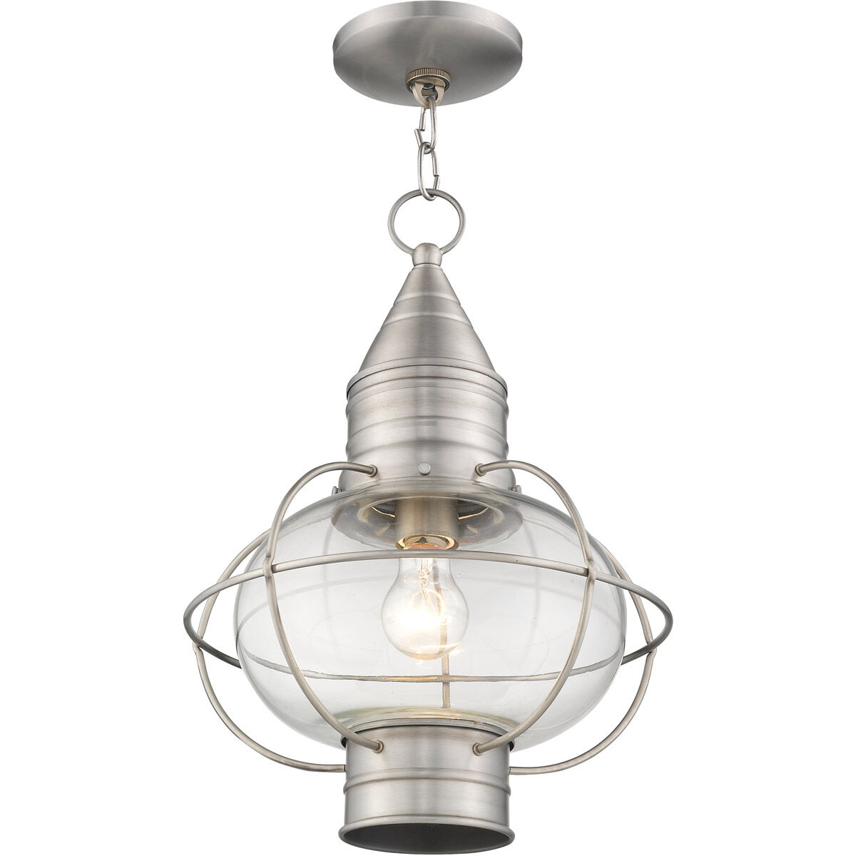 Newburyport 1 Light 12 inch Brushed Nickel Outdoor Pendant Lantern