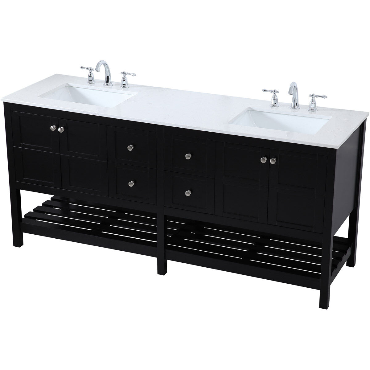 Theo 72 X 22 X 34 inch Black Vanity Sink Set