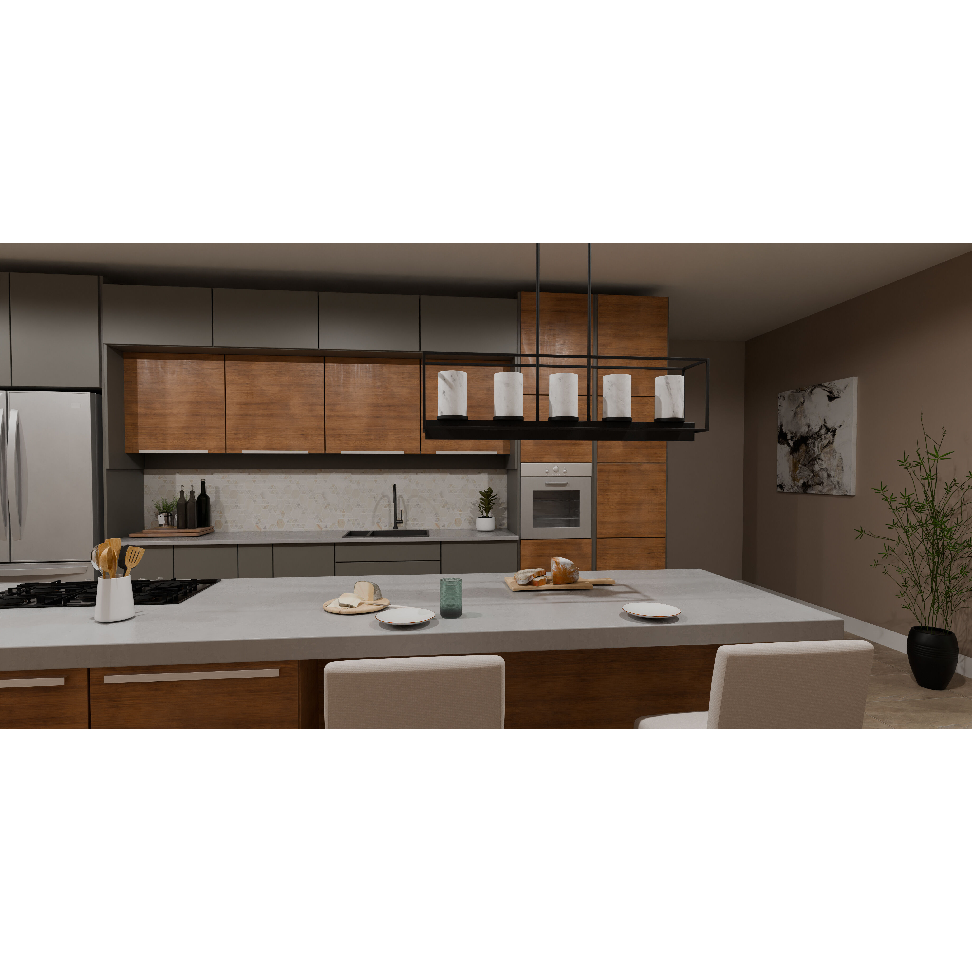 Bentley 5 Light 42 inch Matte Black Island Light Ceiling Light, Medium