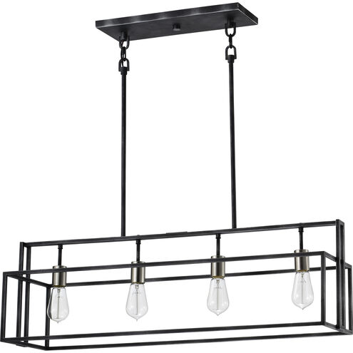 Lake 4 Light 36 inch Iron Black and Brushed Nickel Accents Island Pendant Ceiling Light