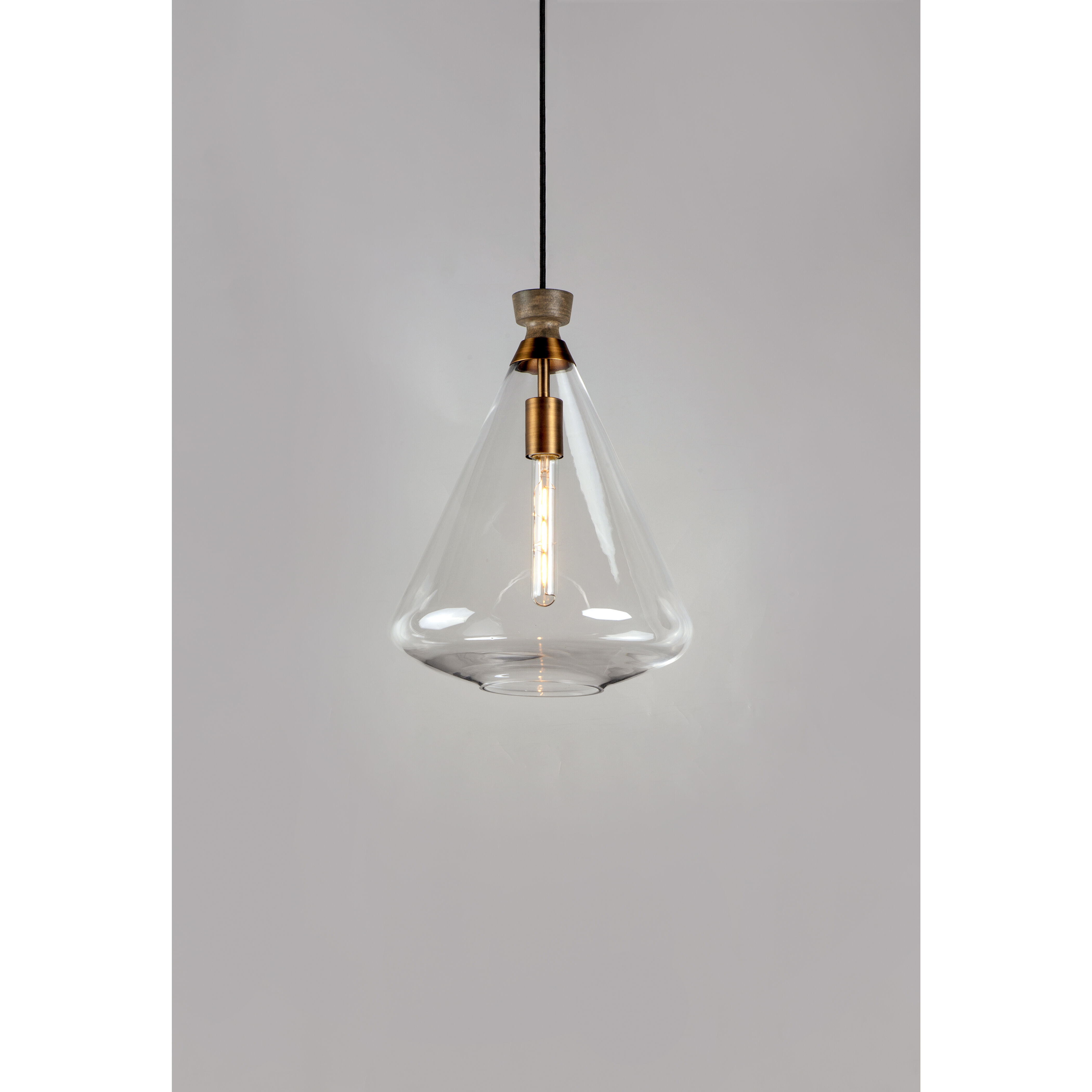 Abbott 1 Light 13 inch Weathered Oak/Antique Brass Single Pendant Ceiling Light