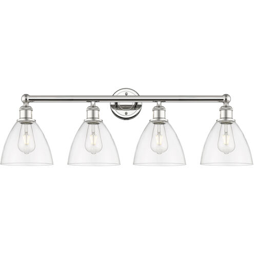 Bristol Glass 4 Light 34.5 inch Polished Nickel Bath Vanity Light Wall Light in Clear