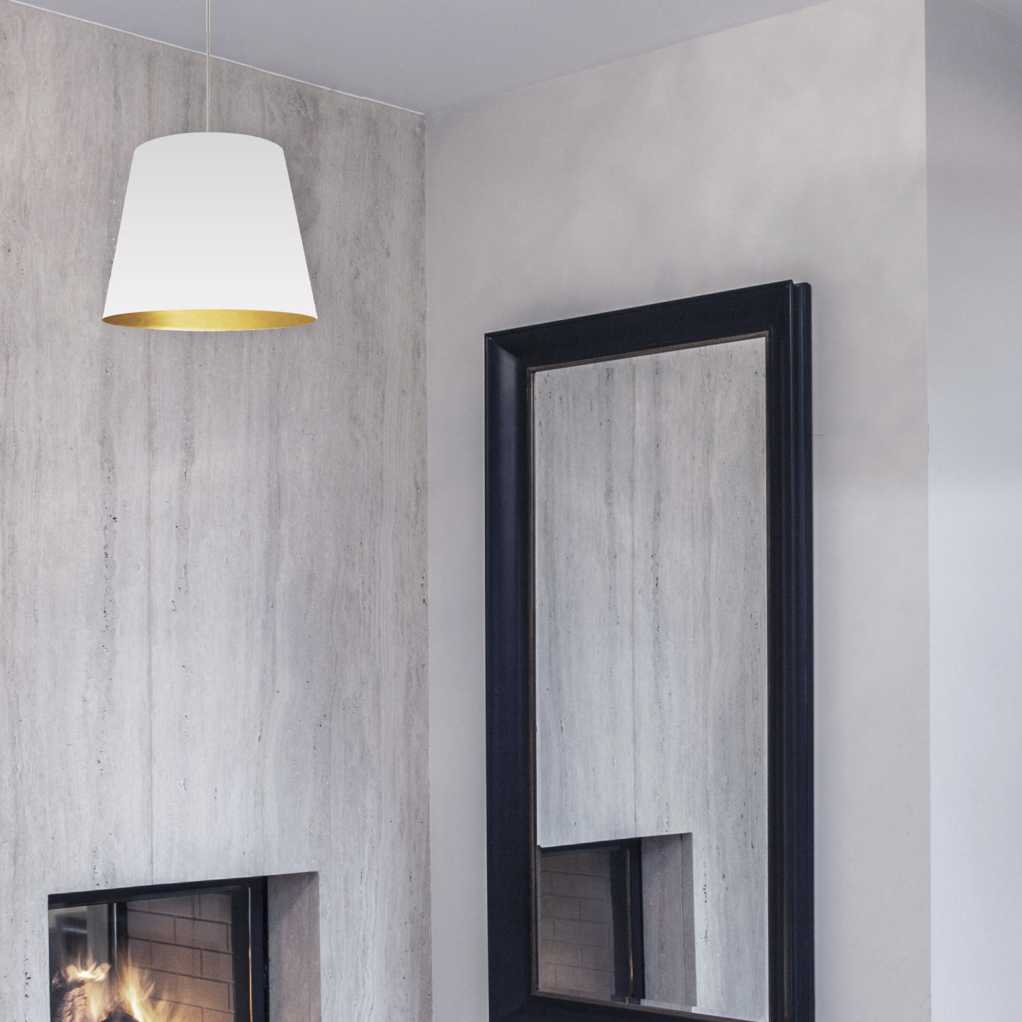 Oversized Drum LED 14 inch White Pendant Ceiling Light in White/Gold Jewel Tone, Small