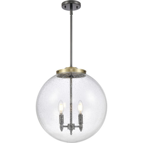 Franklin Restoration Beacon LED 16 inch Black Antique Brass Pendant Ceiling Light in Seedy Glass