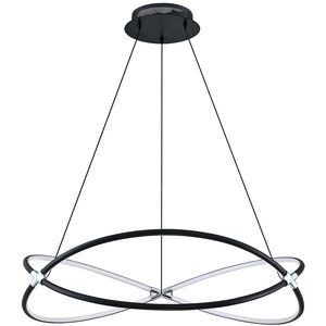 Hoop LED 30 inch Black and Chrome Pendant Ceiling Light
