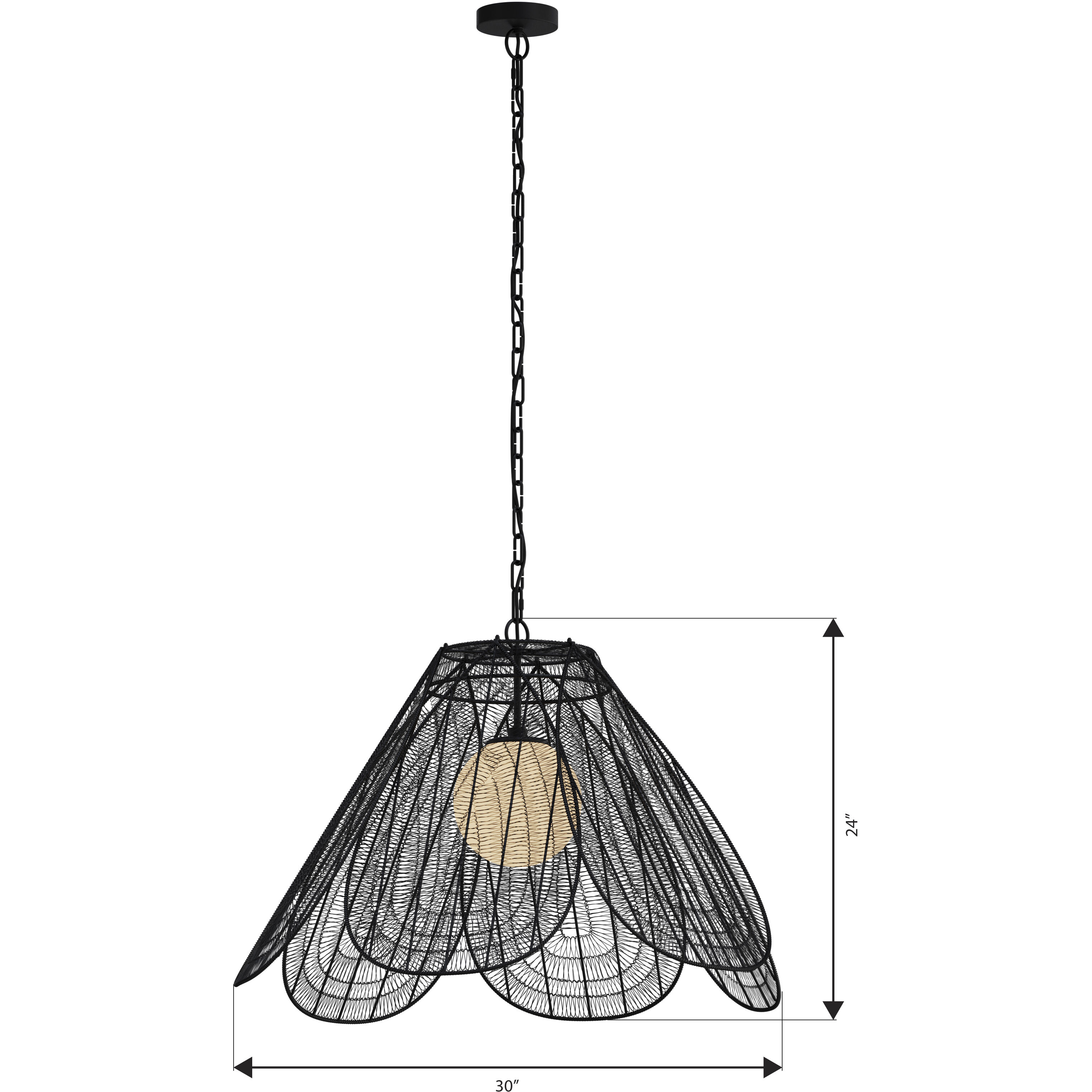 Sylari 1 Light 30 inch Dark Matte Black Pendant Ceiling Light