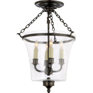 Chapman & Myers Sussex4 4 Light 12 inch Bronze Semi-Flush Bell Jar Lantern Ceiling Light