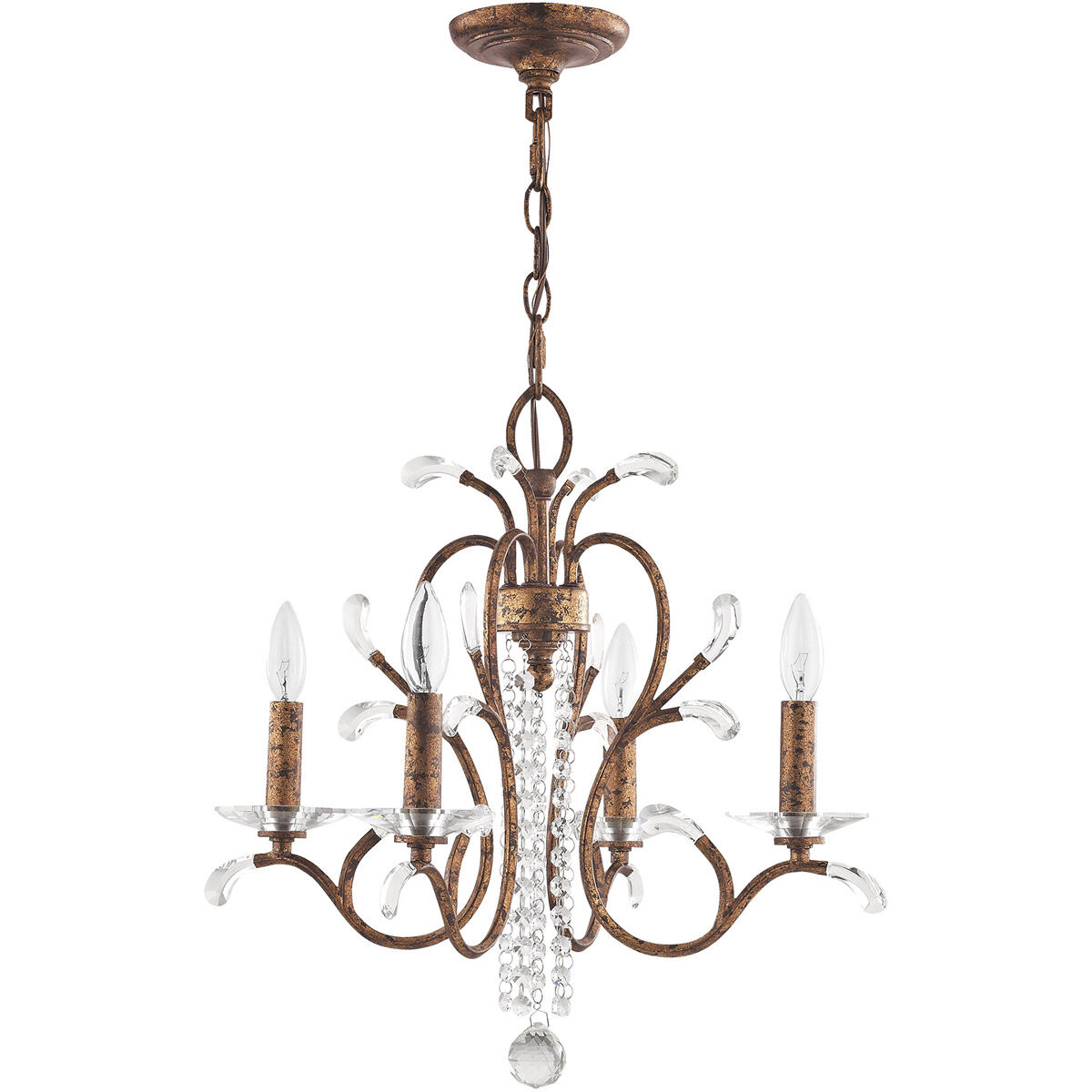Serafina 4 Light 20 inch Hand Applied Venetian Golden Bronze Mini Chandelier Ceiling Light