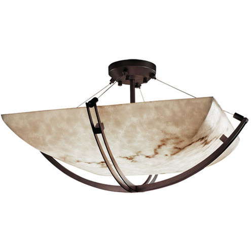 LumenAria 6 Light 55 inch Dark Bronze Semi-Flush Ceiling Light in Square Bowl, Incandescent, Bowl