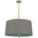 Williamsburg Custis 3 Light 15 inch Modern Brass Pendant Ceiling Light in Carter Gray With Mayo Teal
