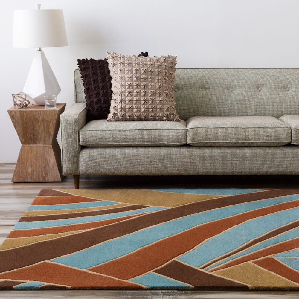 Forum 72 inch Brown and Blue Area Rug, Wool