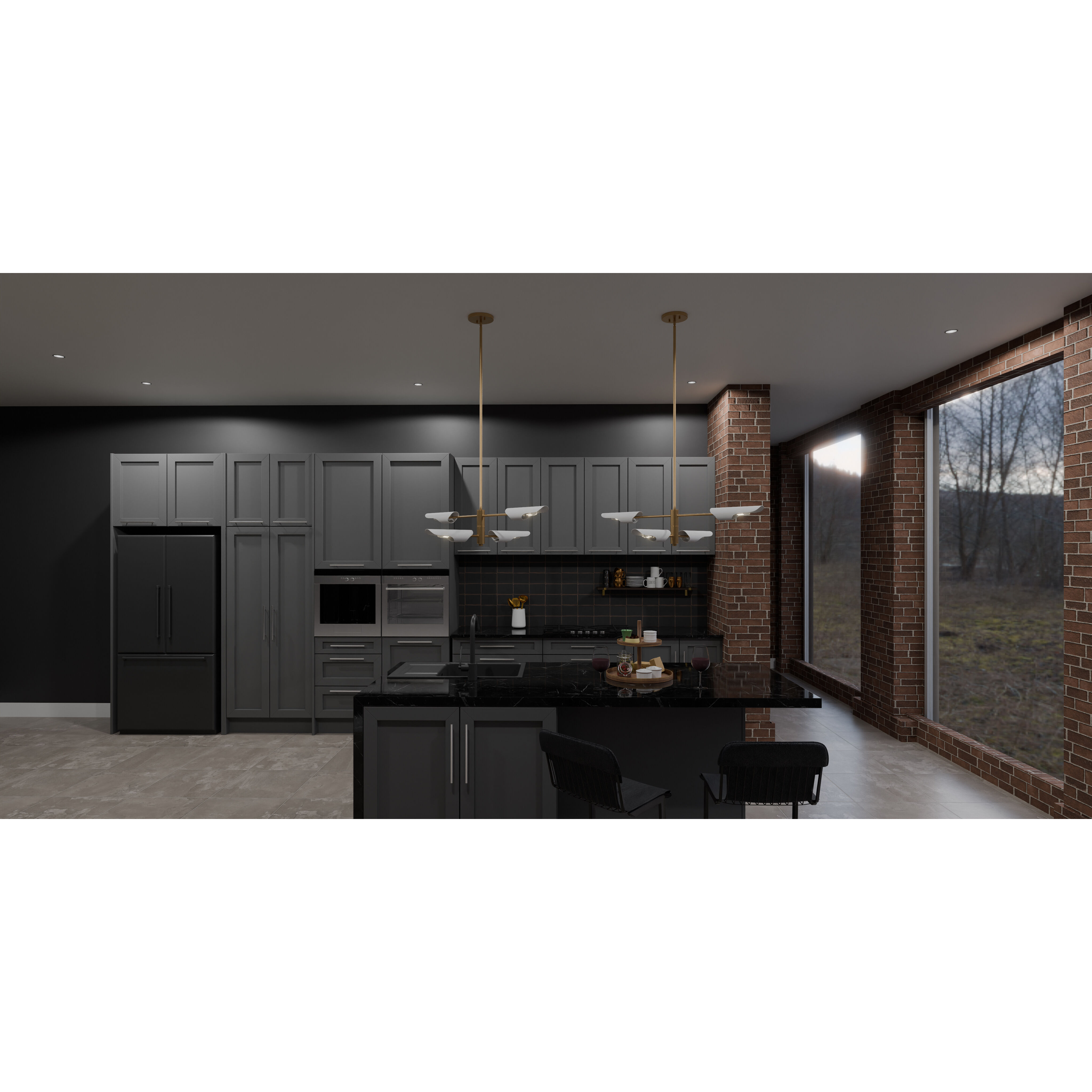 Leoni 4 Light 44 inch Brushed Weathered Brass Island Light Ceiling Light, Medium