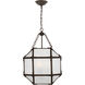 Suzanne Kasler Morris 3 Light 13.5 inch Antique Zinc Lantern Pendant Ceiling Light in Frosted Glass, Small