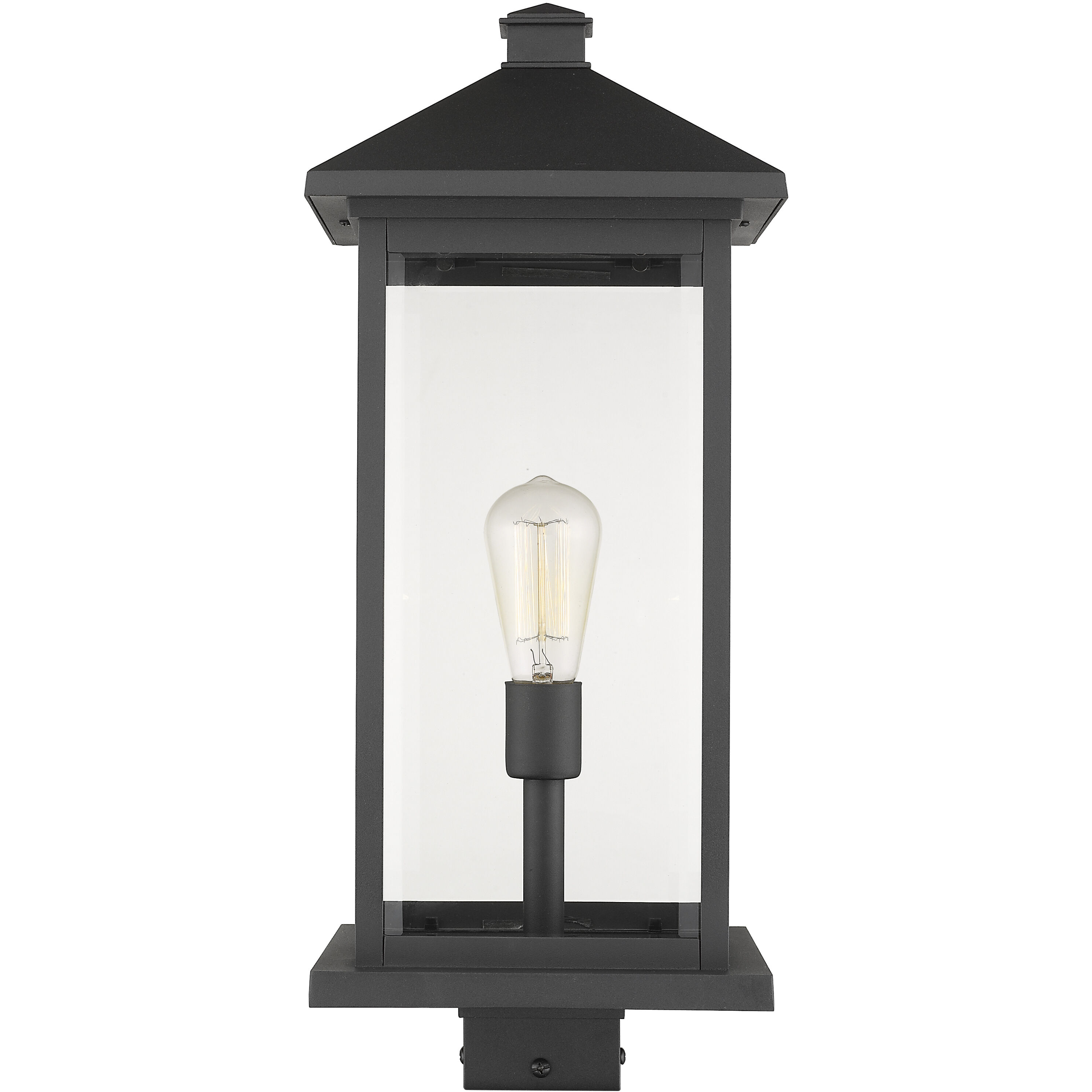 Portland 1 Light 22.5 inch Black Outdoor Post Mount Fixture in Clear Beveled Glass, 12
