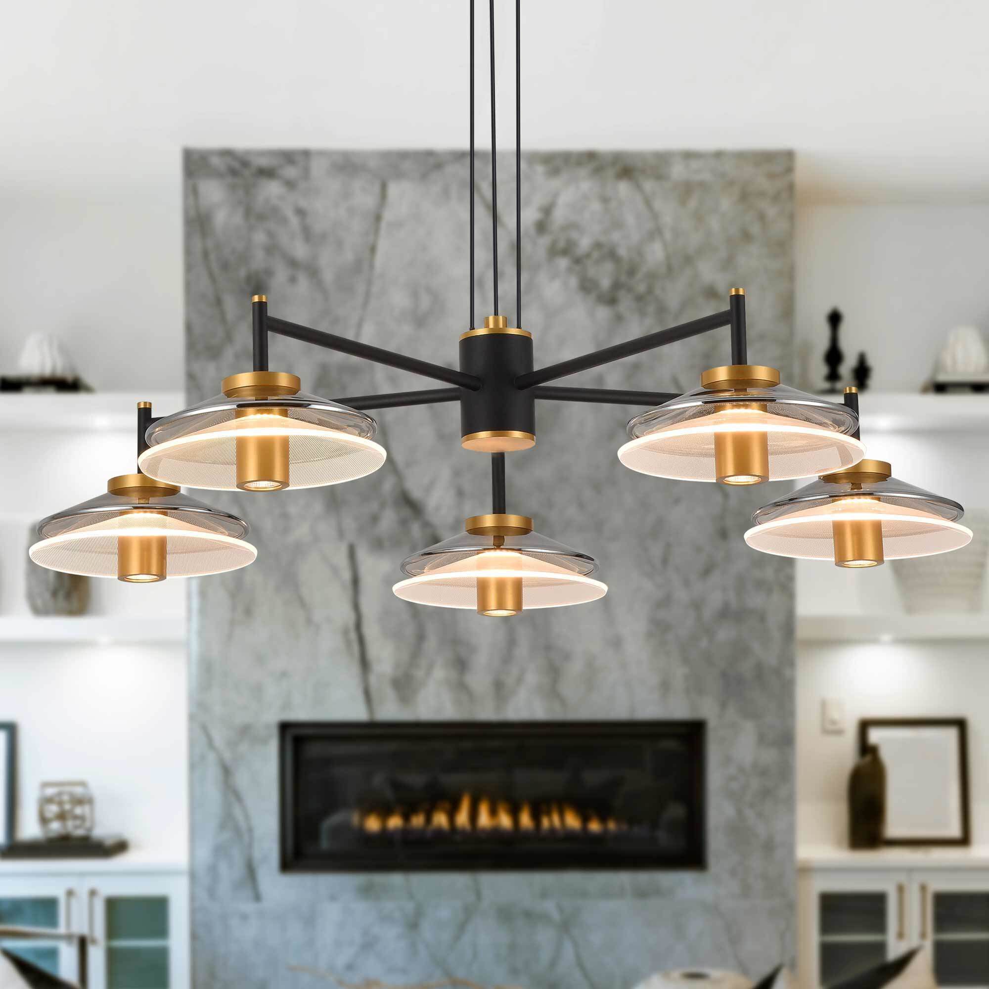 Verona Series 31.5 inch Black/Gold Chandelier Ceiling Light, Artisan Collection