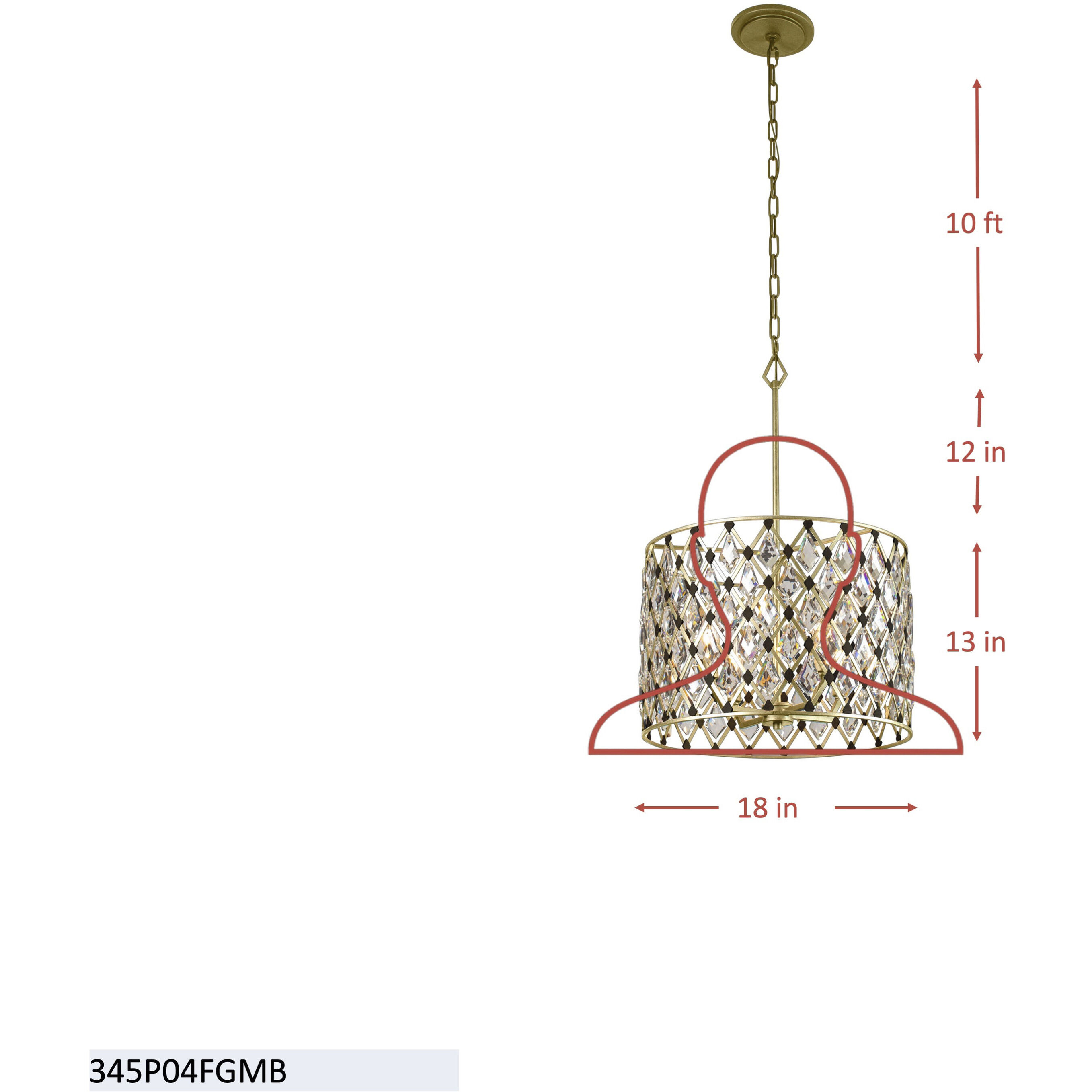 Windsor 4 Light 18 inch French Gold and Matte Black Pendant Ceiling Light