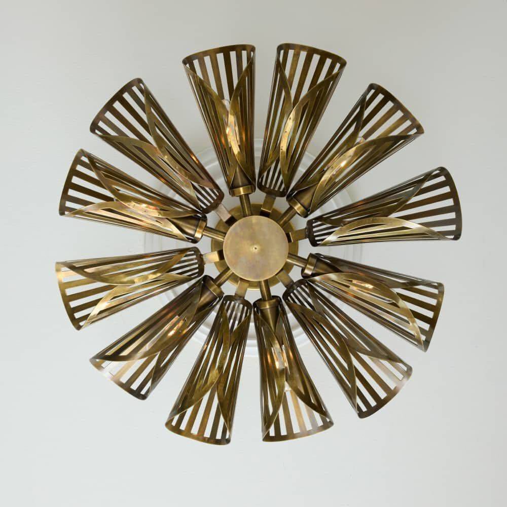 Francesca 12 Light 20 inch Vintage Brass Flush Mount Ceiling Light