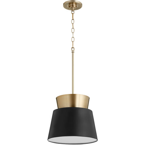 Trapezoids 1 Light 12 inch Noir and Aged Brass Pendant Ceiling Light