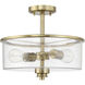 Bolden 2 Light 18 inch Satin Brass Convertible Semi Flush Ceiling Light in Clear Seeded