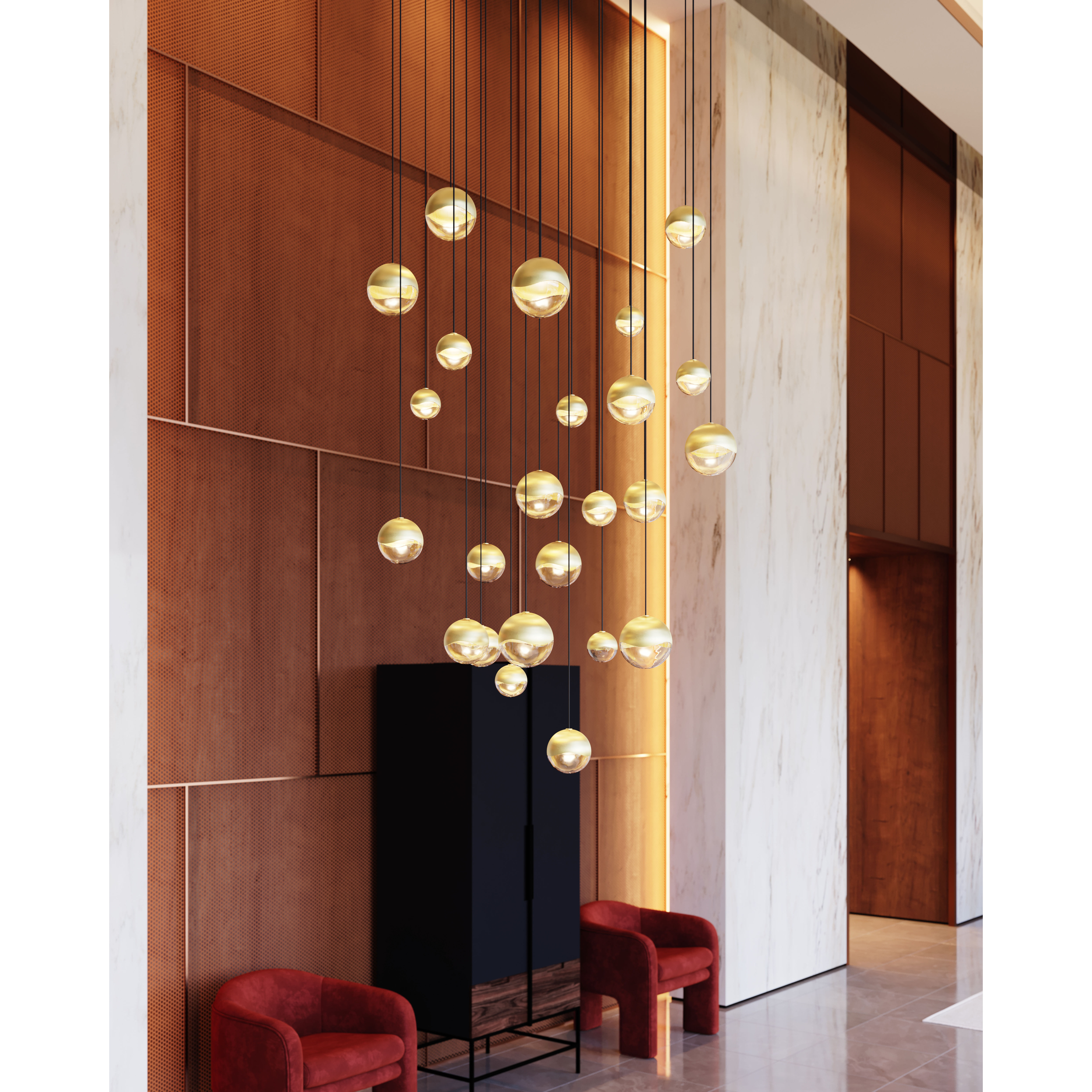 Grapes LED 27 inch Brass Pendant Ceiling Light in Assorted