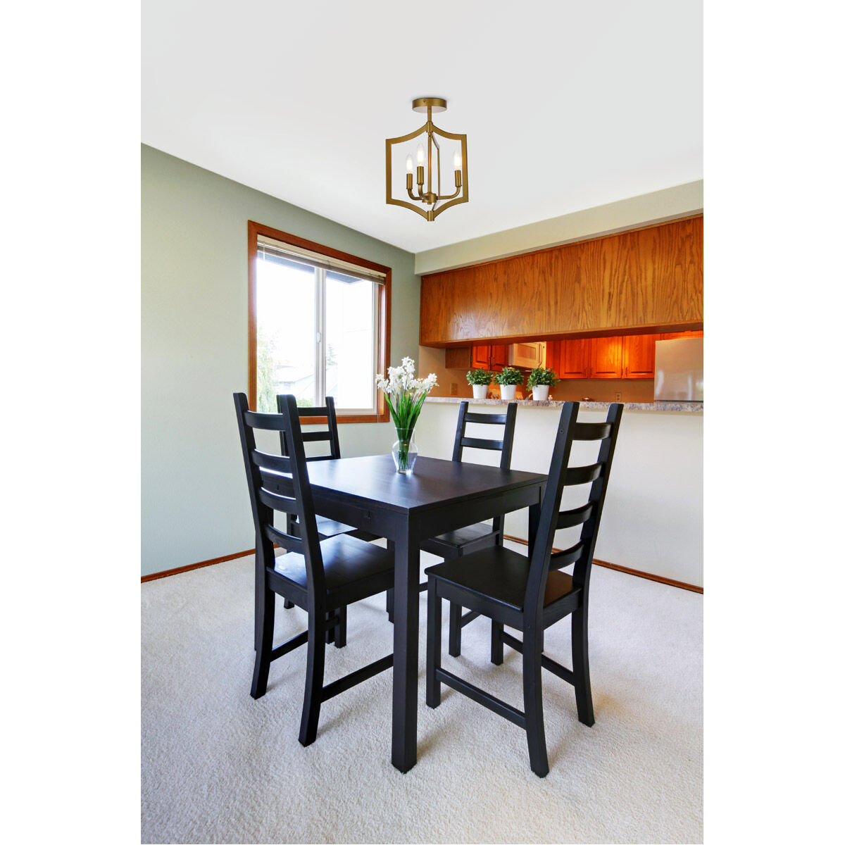 Kiera 3 Light 12 inch Brass Flush Mount Ceiling Light