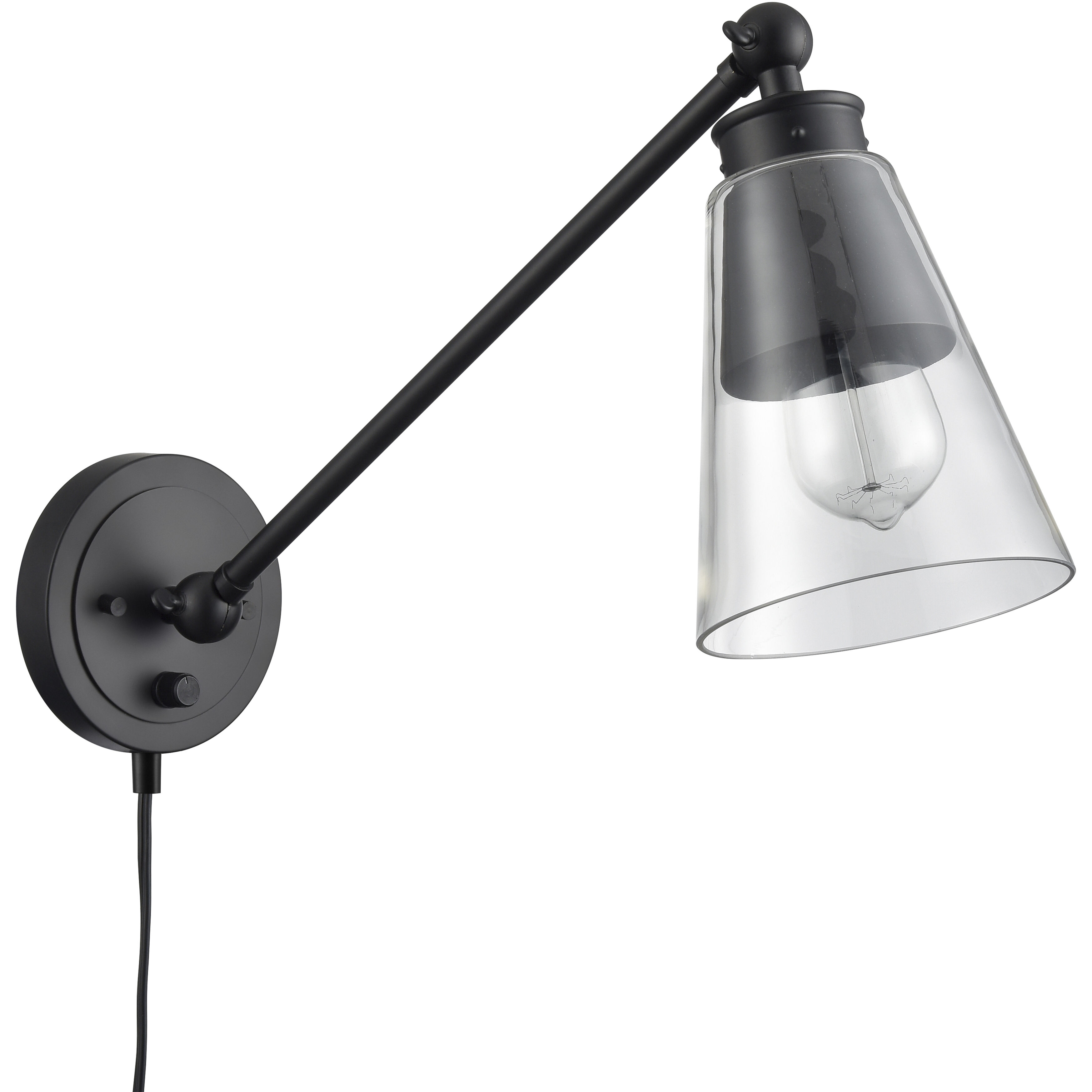 Albany 17.5 inch 60 watt Matte Black Swingarm Sconce Wall Light
