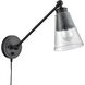 Albany 17.5 inch 60 watt Matte Black Swingarm Sconce Wall Light